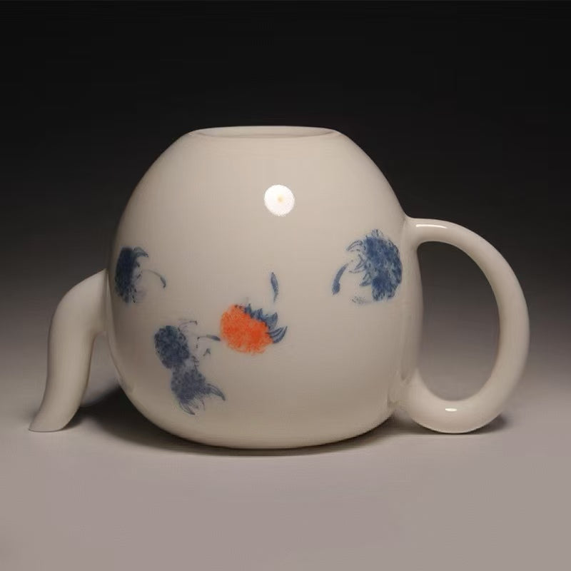 Hand Drawn Blue Orange Flowers Teapot 200ml