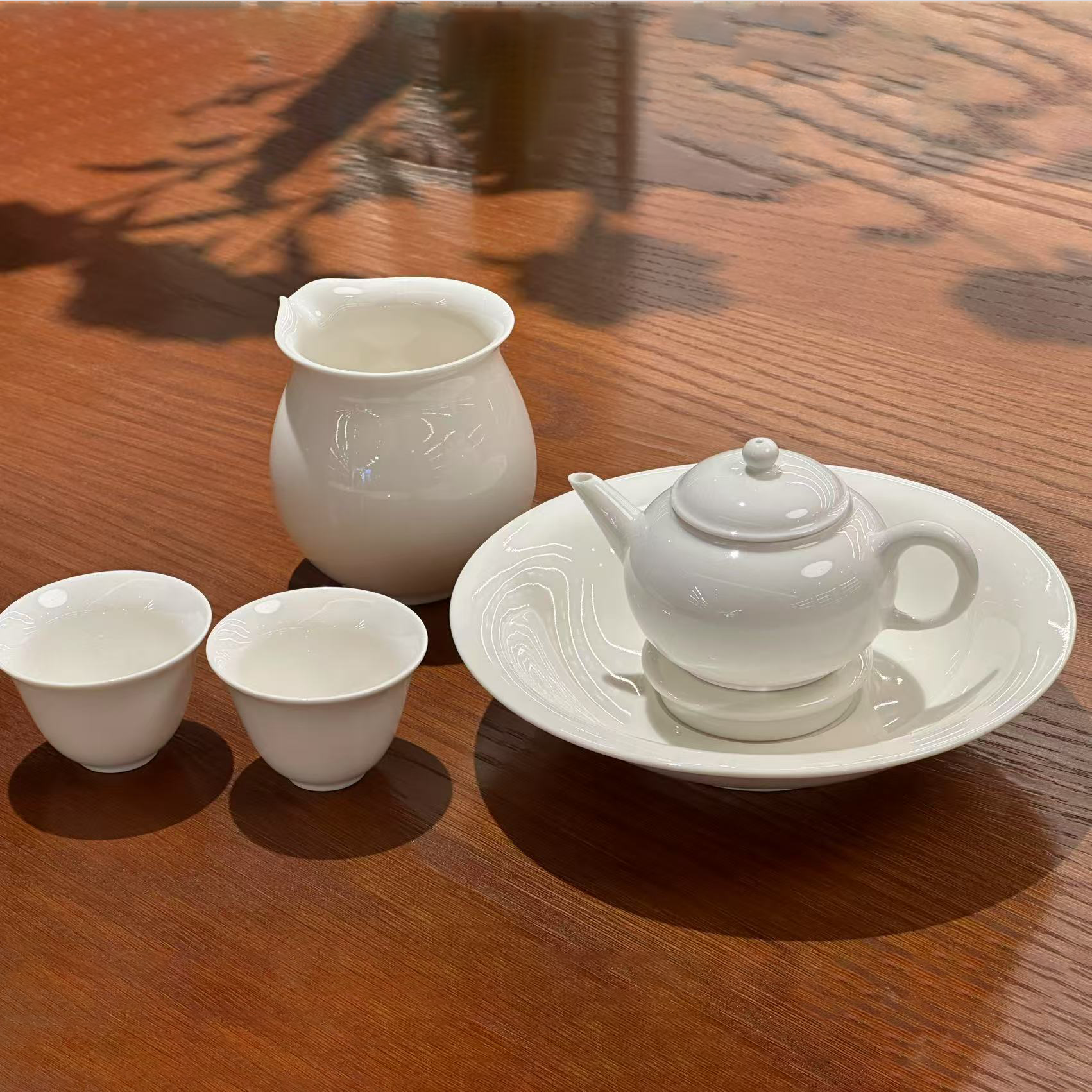 White Ceramic Teapot (125ml ) + Friendship Cup + 2 Small White Cups + Ceramic Tea Tray