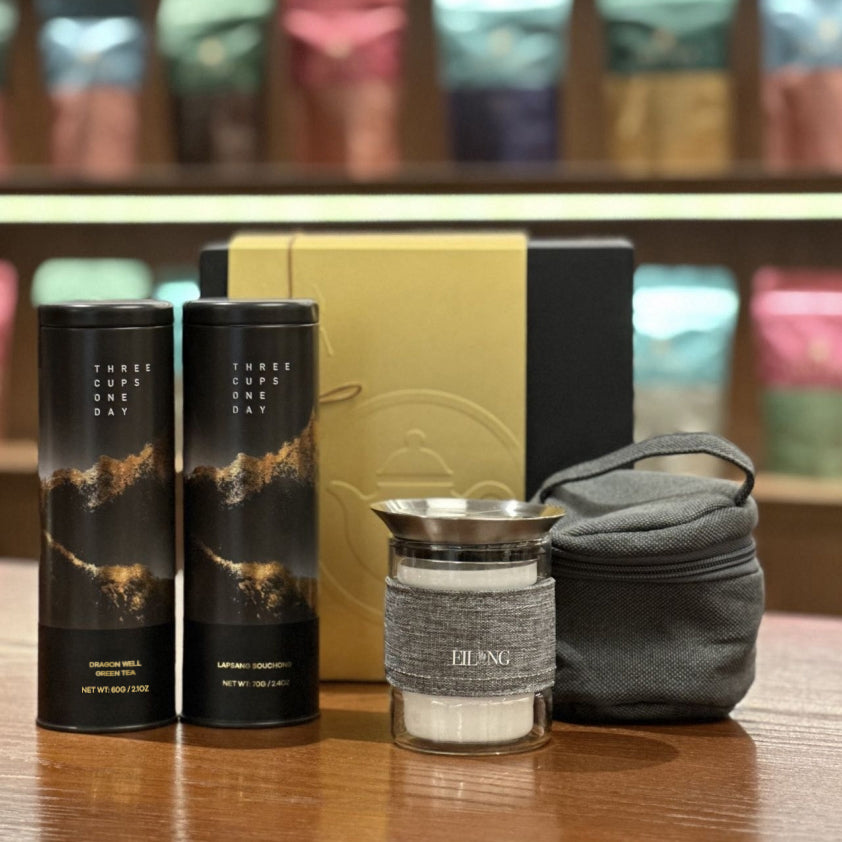 Traditional Chinese Tea Collection-Lapsang Souchong Black Tea 70g+Dragon Well Green Tea 60g+Travel With Tea Set