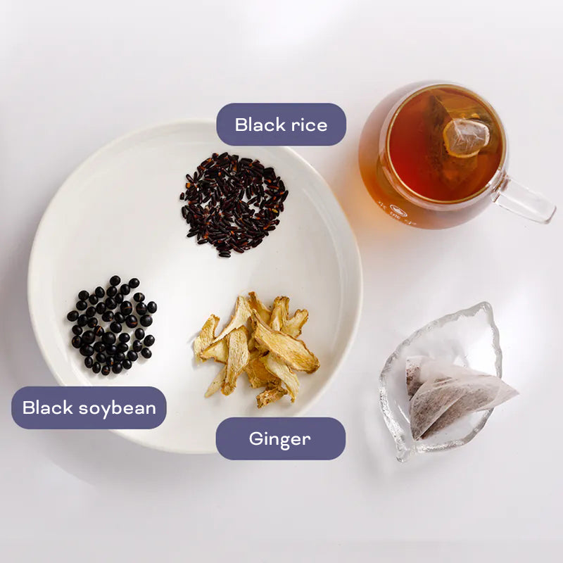 JSY Herbal Tea Grounding- Ginger & Black Rice Tea Bags 10pcs Caffeine Free