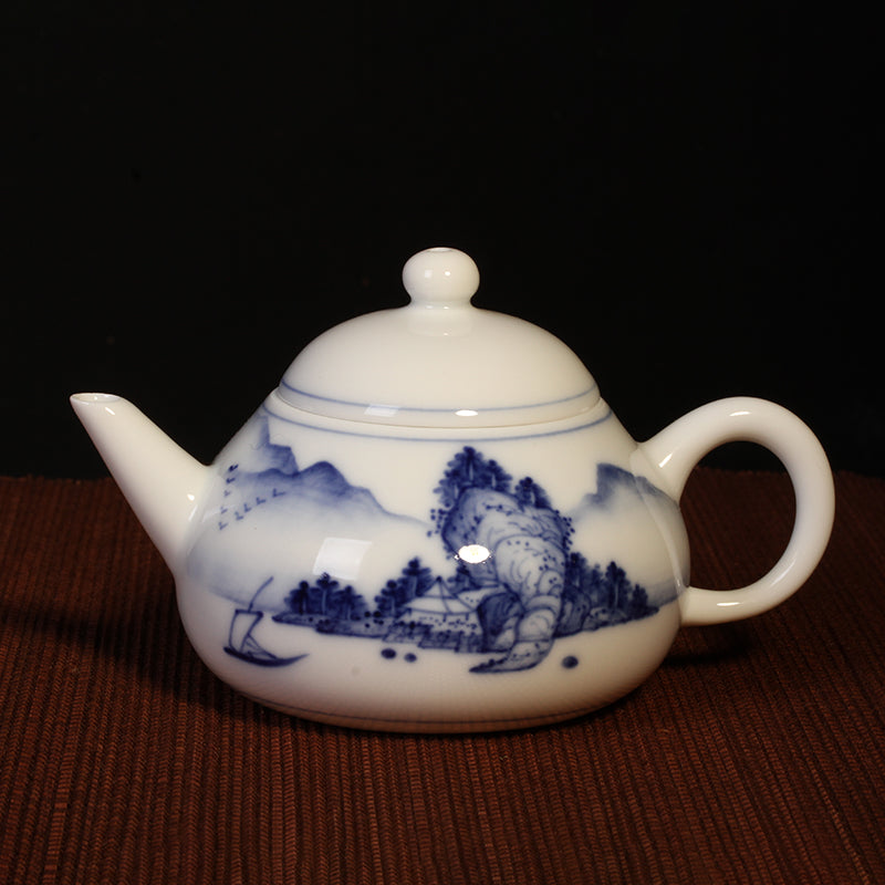 Hand Drawn Ceramic Teapot 99ml ( Mountain River/Plum Blossom)