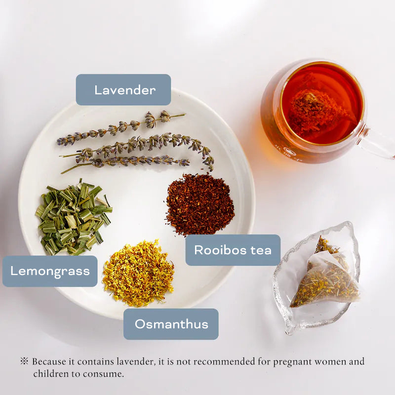 JSY Herbal Tea Tranquility-Rooibos Tea & Lavender Tea Bags 10pcs Caffeine Free