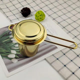 Foldable Long-Handle Stainless Steel Tea Infuser With Lid