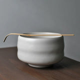 Coarse Pottery Japanese White Glaze Matcha Bowl