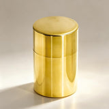 Japanese Brass Tea Canister Cylindrical Tea Storage Container